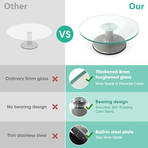 Glass Cake Turntable for Decorating 12 Inches