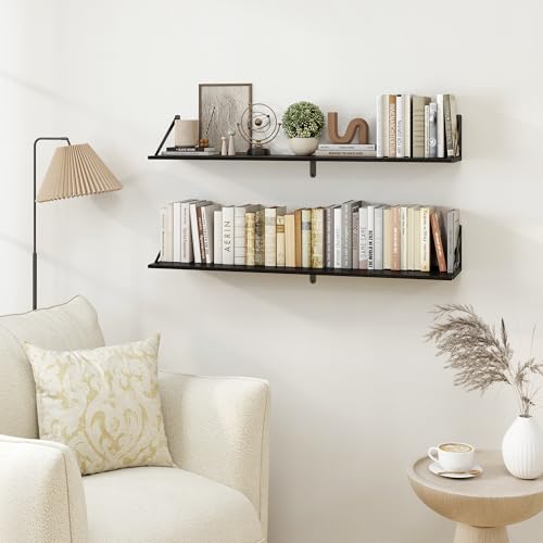 Black Deep Floating Shelves for Wall (2 Count)