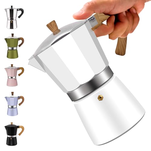 12 Cup Aluminum Moka Pot Classic Stovetop Espresso Coffee Maker 600ml 20oz Coffeemaker Percolator Mocha Express Preferred Cafe Makers for Italian and Cuban Café Brewing White
