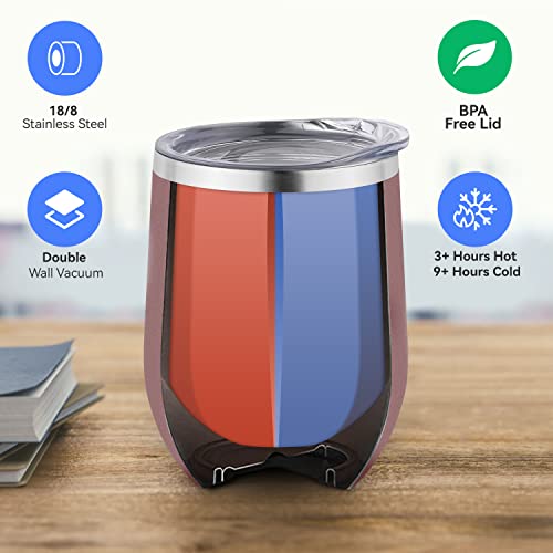Stainless Steel Wine Tumbler Bulk with Lid (12 Count)