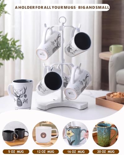 2 Tier White Coffee Mug Holder for Countertop