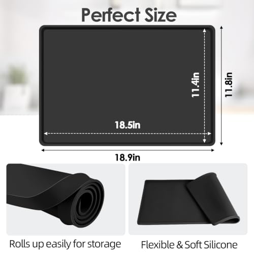 Silicone Coffee Maker Mat with Lip for Countertops