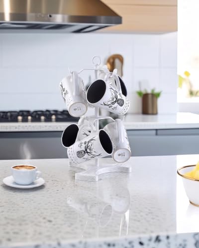 2 Tier White Coffee Mug Holder for Countertop