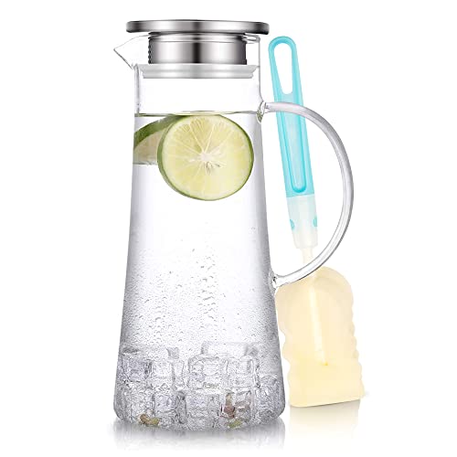 1.5L 51oz Glass Pitcher with Lid and Handle