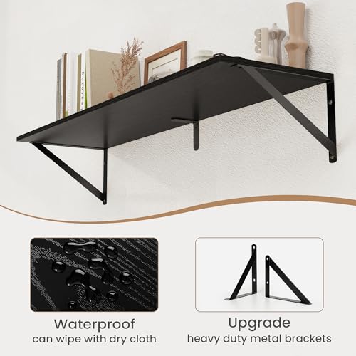 Black Deep Floating Shelves for Wall (2 Count)