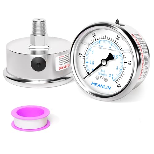 0~50Psi Liquid Filled Pressure Gauge Stainless Steel with 316 Stainless Steel Joint 1