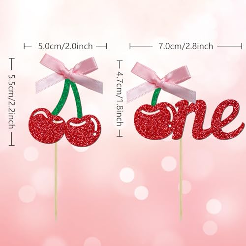 24 Pack Cherry 1st Birthday Cupcake Toppers (24 Count)