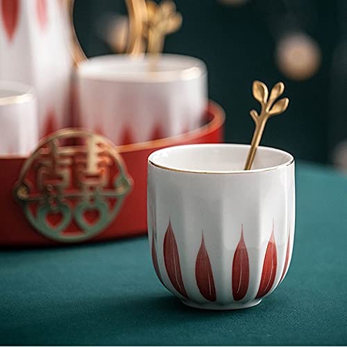 Iced Tea Pitchers Ceramic Luxury Tea Set Household Flower Tea Pot Water Kettle Cup Set Teaware 1 Teapot 4 Cups with Tray for Wedding Gift for Home Kitchen coffee cup