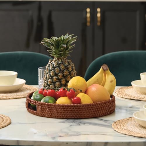 13.8 inch Round Rattan Tray