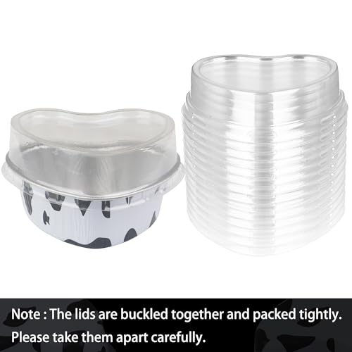 Mini Heart Shaped Cake Pans 3.5oz Aluminum Foil Heart Cake Pan with Lids