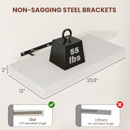 12" Deep Floating Shelves 24x12” Set of 2 (2 Count)
