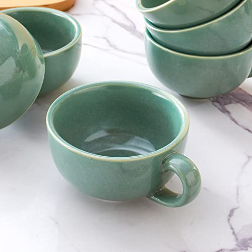 Set of 6 Cups Vintage Design 12 oz Professional Barista Ceramic Latte Art Cappuccino Cups Set (6 Count)