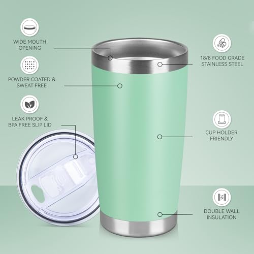 20 oz Tumbler Stainless Steel Tumblers Bulk with Lid Double Wall Insulated Coffee Tumbler Cups for Hot & Cold Drinks Powder Coated Travel Coffee Tumbler Mug Metal (12 Count)