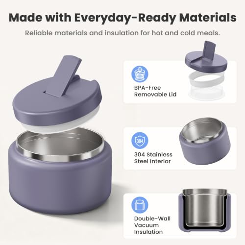13.5oz Soup Thermo for Hot Food Kids with Buckle Lid Insulated Vacuum Food Jar Wide Mouth Leakproof Stainless Steel Lunch Container