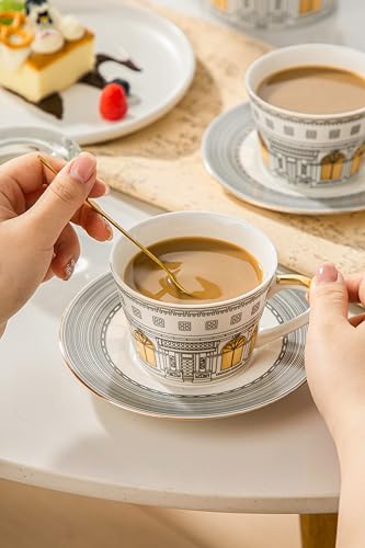 Personalized Architectural Ceramic Tea Cup and Saucer Set