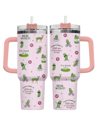 Funny Pickle Cute Big Dill Pun 40 oz Tumbler with Handle