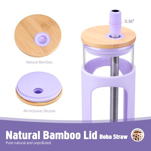 24oz Glass Tumbler with 2 Lids and Straws