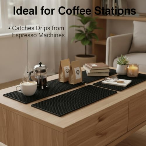 4 Pcs Bar Mat 24 X 6 Inch Black (4 Count)