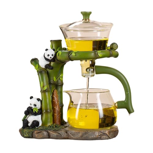 Lazy Kungfu Glass Tea Set Semi Automatic Drip Rotating with Infuser Glass Teapot