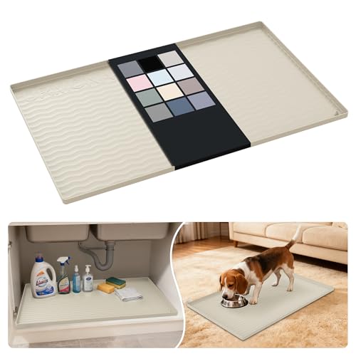 Waterproof Silicone Under Sink Mat 31'' x 19'' Shelf Liner for Kitchen and Bathroom