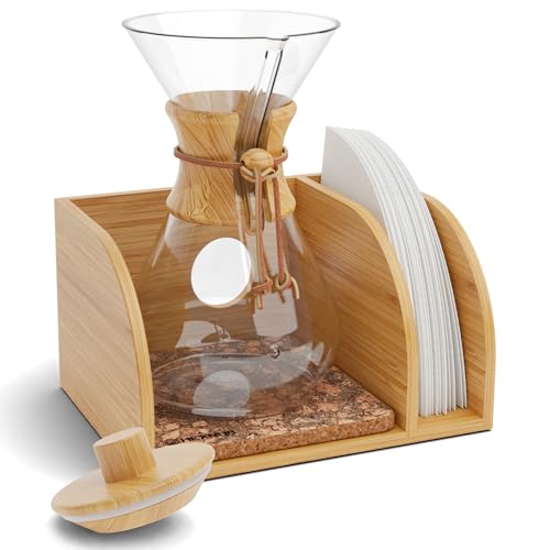 Pour Over Caddy with Lid for Chemex Bodum Cosori Coffee Makers Cork