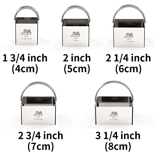 Square Biscuit Cutter Set 1.75inch 2inch 2.25inch 2.75inch 3.25inch