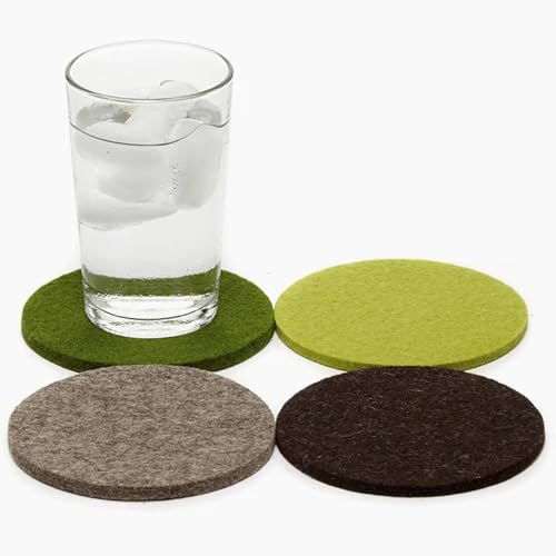 Bierfilzl Merino Wool Round Coasters Set of 4 (4 Count)