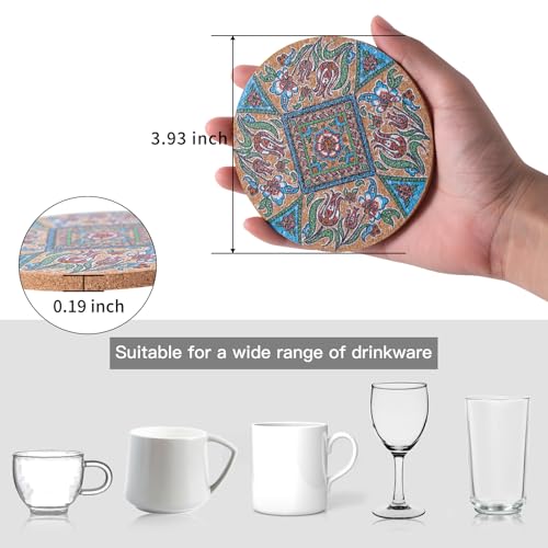 Cork Coasters for Drinks Absorbent Non Slip 12pcs 4 Inch Turkish (12 Count)