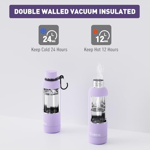 Slim Insulated Water Bottles for Travel 18oz with Clip