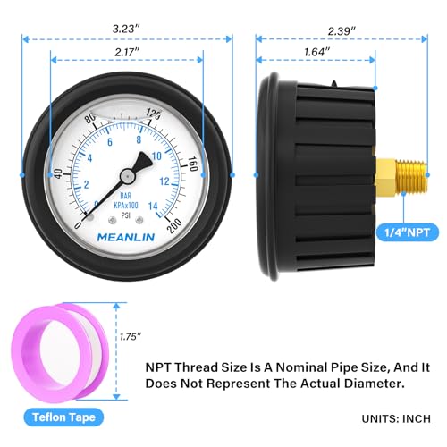 0~200Psi Stainless Steel Liquid Filled Pressure Gauge 1
