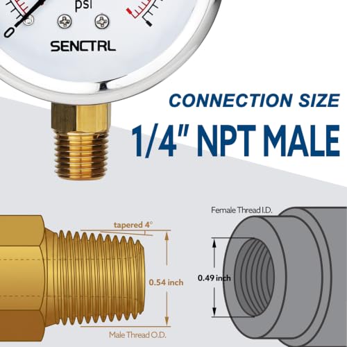 0 160 Psi Liquid Filled Air Pressure Gauge