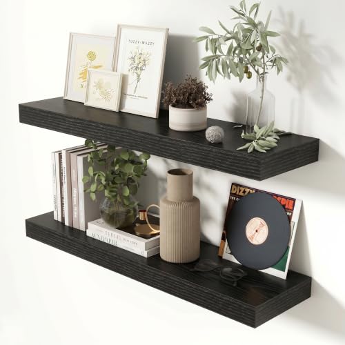 32 Inch Floating Shelves for Wall Black Shelves Set of 2