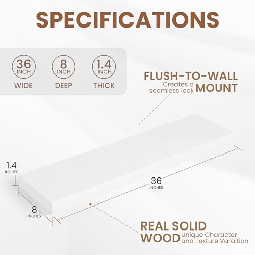 Rustic Real Wood Floating Shelves (2 Count)