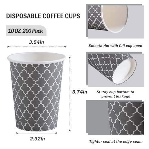Coffee Cups 10 oz 200 Pack (200 Count)