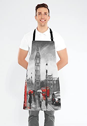 Street view of london Bib Apron with Adjustable Neck for Men Women