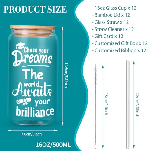 12 Pack Graduation Gifts Glass Cups (12 Count)