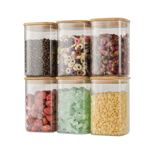 37oz/1.2Qt/1100ml Square Glass Storage Containers with Lids 6-Pack (6 Count)