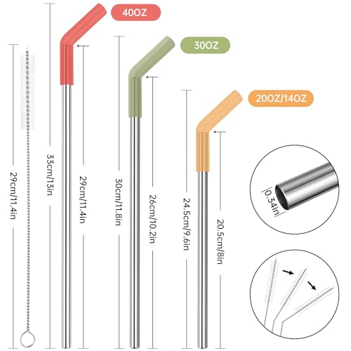 6 Pack Metal Straws with Silicone Tip Fit for Stanley 14 (6 Count)