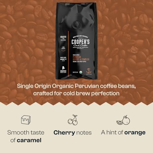 Organic Cold Brew Coffee Peru Reserve Single Origin Peruvian Coarsely Whole Bean (80 Ounce)