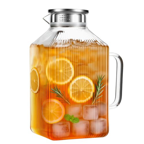 1 Gallon Thickened Square Glass Pitcher with Lid