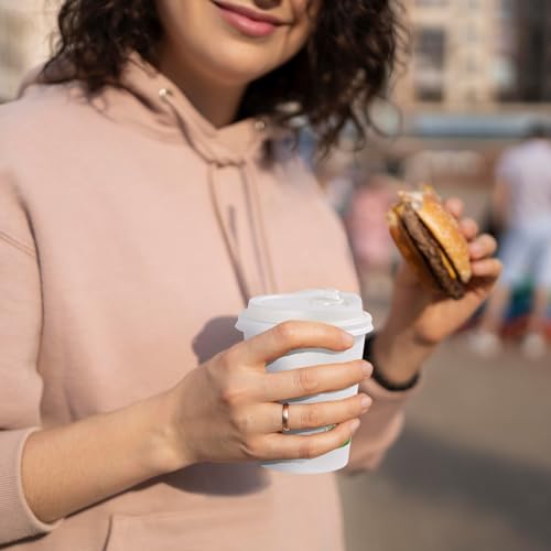 200 Count 8 oz Compostable Paper Coffee Cups with CPLA Lid
