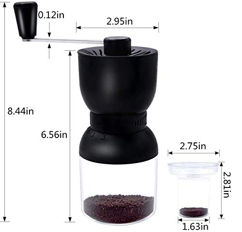 Manual Coffee Grinder Ceramic Burrs Adjustable Coarseness 2 Containers