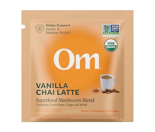 OM Mushrooms SUPERFOODS Creamy Vanilla Chai with Organic Adaptogenic Mushrooms for Energy (2.8 Ounce)