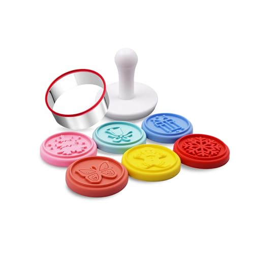 6PCS Silicone Cookie Stamp Press Christma Cookie Set Cookie Cutter Biscuit for DIY Christmas and Daily Baking