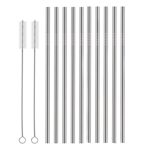 Set of 10 Stainless Steel Straws (10 Count)