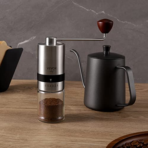 Manual Coffee Grinder Stainless Steel Burr Grinder 6 External Adjustable Setting Vintage Hand Coffee Grinder Portable Hand Crank Conical Coffee Bean Grinder Mill for Home