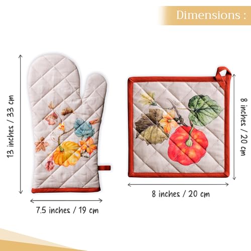 100% Cotton Oven Mitt & Pot Holder Set