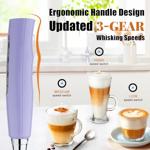Light Purple Milk Frother Wand for Coffee