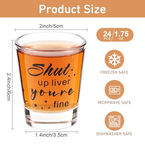24 Pieces Funny Friends Shot Glasses Funny Friends Shot Glasses Clear Glass Cups with Heavy Base for Adult Small Glass Shot Cups 1.75 oz Shot Glass for Best Friend (24 Count)