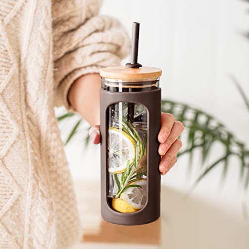 20oz Glass Tumbler with Straw and Lid